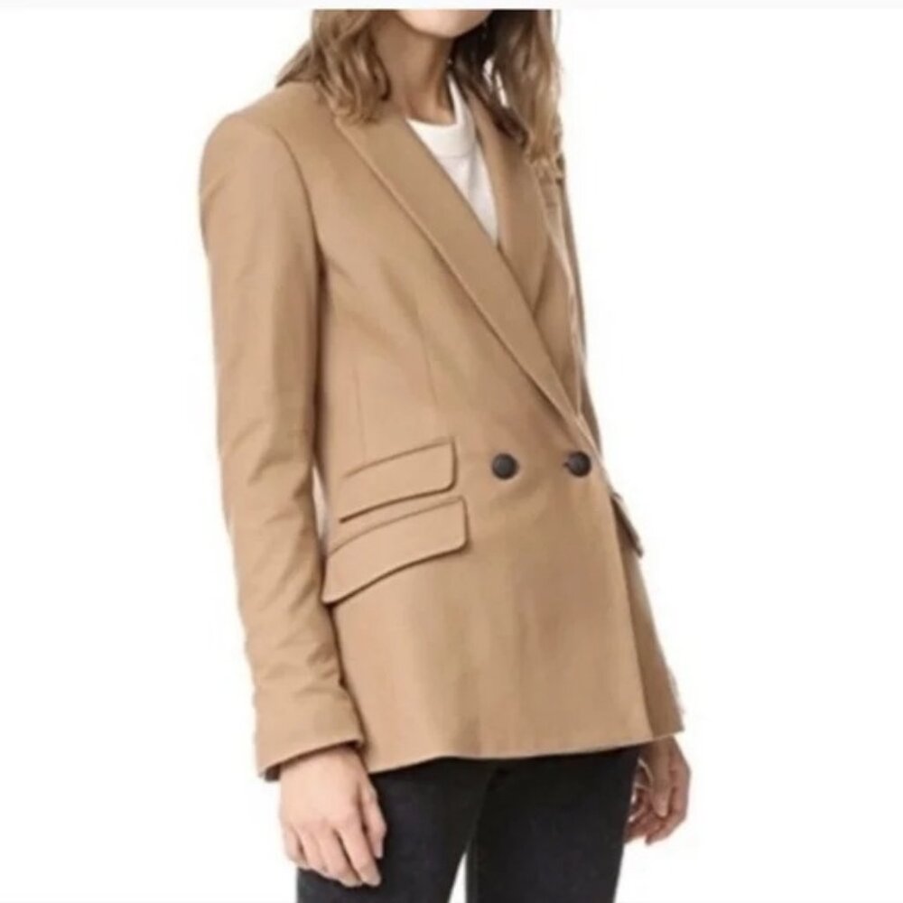 rag & bone Camel Double-Breasted Wool Blazer